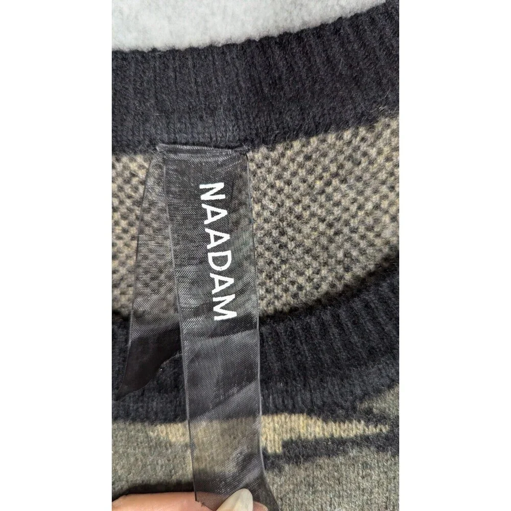 Naadam‎ Women Sweater Medium Camo Wool Cashmere Pullover Chunky Ribbed Luxury